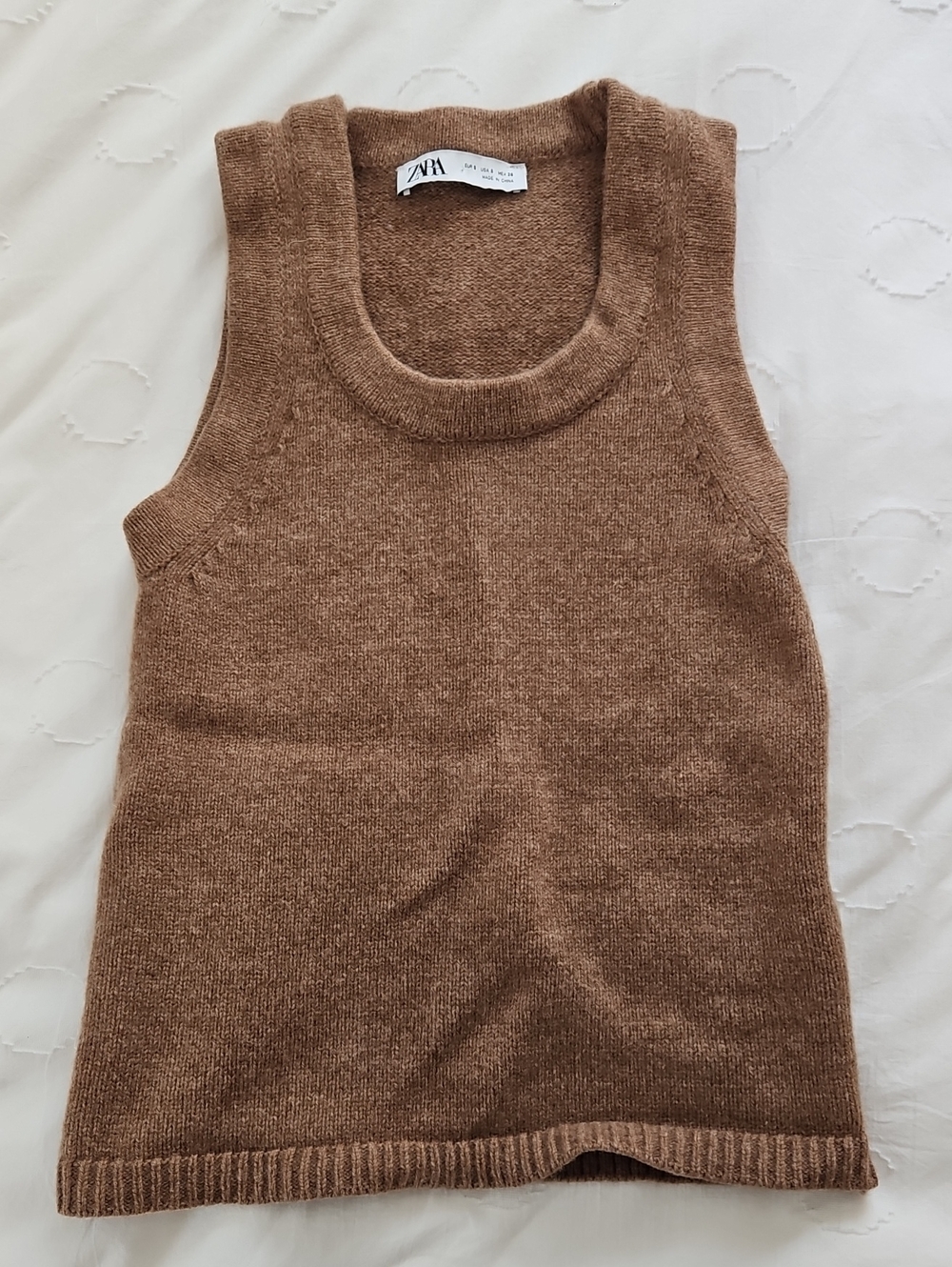 Zara Chestnut Sleeveless Wool Knit Tank